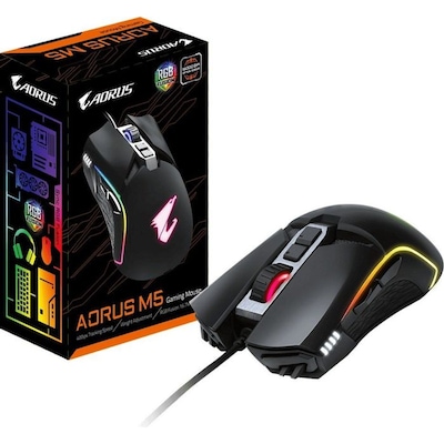 Gigabyte Aorus M5 Gaming Maus mit 16000 DPI-Gamingsensor schwarz, RGB Fusion von Gigabyte