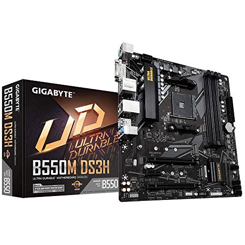 GIGABYTE B550M DS3H Mainboard – AMD Ryzen 5000 CPUs, 5+3 Phasen VRM, bis zu 4733 MHz DDR4, 1xPCIe 4.0 + 1xPCIe 3.0 M.2, 1GbE LAN, USB 3.2 Gen 1 von Gigabyte