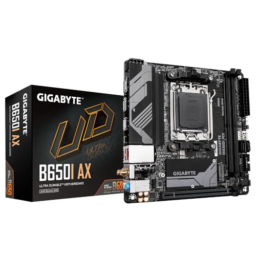 GIGABYTE B650I AX Mainboard - AMD Ryzen 9000er-Serie, 5+2+1 Phasen VRM, bis zu 6400 MHz DDR5 (OC), 1xPCIe 4.0 M.2, 2,5 GbE LAN, WiFi 6E, USB 3.2 Gen 2 von Gigabyte