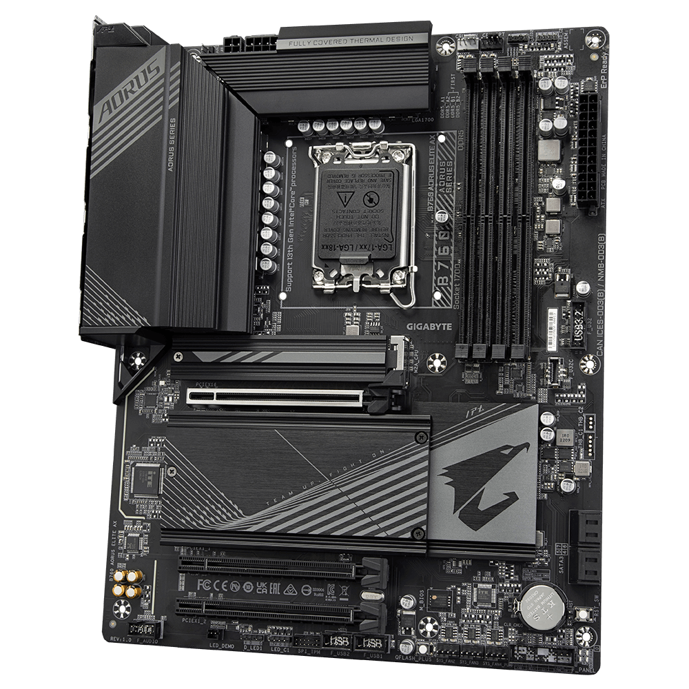 Gigabyte B760 AORUS ELITE AX (rev. 1.0) - Intel - LGA 1700 - Intel® Celeron® - Intel® Core i3 - Intel® Core i5 - Intel® Core i7 - Intel® Core i9,... - LGA 1700 - DDR5-SDRAM - 128 GB (B760 AORUS ELITE AX) von Gigabyte