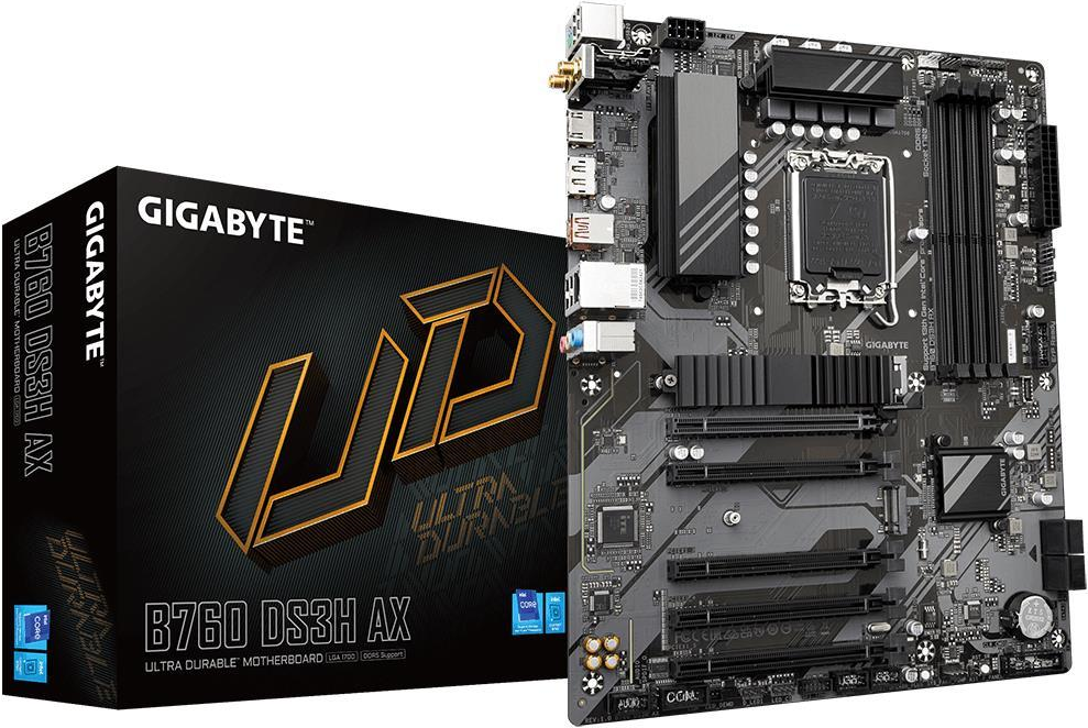 Gigabyte B760 DS3H AX - Intel - LGA 1700 - Intel® Celeron® - Intel® Core i3 - Intel® Core i5 - Intel® Core i7 - Intel® Core i9,... - LGA 1700 - DDR5-SDRAM - 128 GB (B760 DS3H AX) von Gigabyte