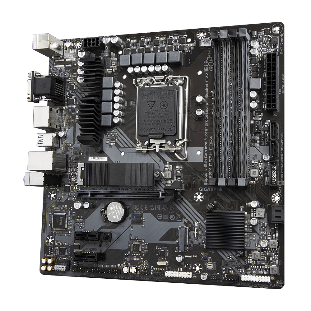 Gigabyte B760M DS3H DDR4 - 1,0 - Motherboard - micro ATX - LGA1700-Sockel - B760 Chipsatz - USB 3,2 Gen 2, USB 3,2 Gen 1, USB-C 3,2 Gen2 - 2,5 Gigabit LAN - Onboard-Grafik (CPU erforderlich) - HD Audio (8-Kanal) (B760M DS3H DDR4) von Gigabyte