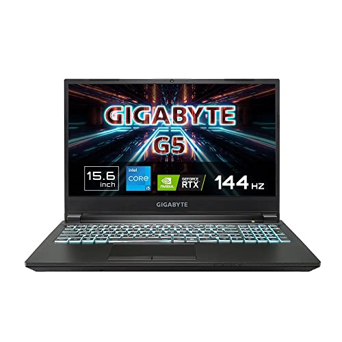 Gigabyte G5 Gaming Laptop, Intel Core i5 11400H, GeForce RTX3050, 15,6“ 144Hz Display, free DOS (Gigabyte G5 GD-51DE123SD), Schwarz von Gigabyte