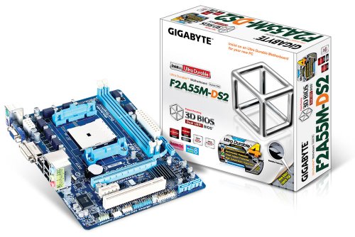 Gigabyte GA-F2A55M-DS2 Mainboard Sockel FM2+ (Micro-ATX, AMD A55, 2X DDR3-Speicher, 4X SATA II, DVI-D, RJ-45, 4X USB 2.0) von Gigabyte