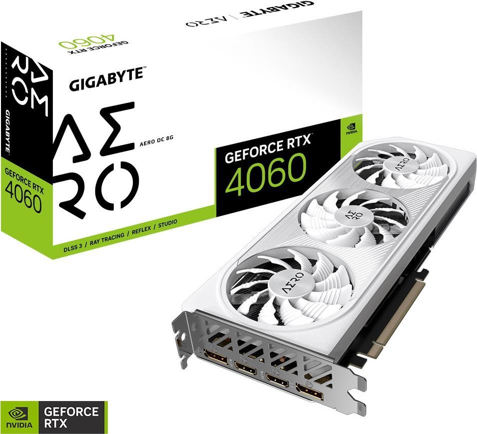 Gigabyte GeForce RTX 4060 AERO OC 8G - Grafikkarten - GeForce RTX 4060 - 8GB GDDR6 - PCIe 4,0 - 2 x HDMI, 2 x DisplayPort (GV-N4060AERO OC-8GD) von Gigabyte