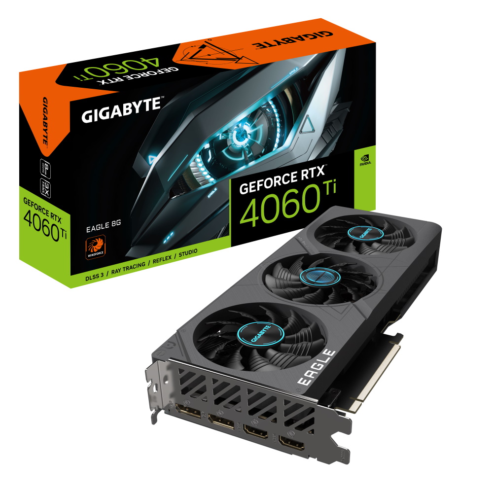 Gigabyte GeForce RTX 4060 Ti EAGLE 8G Grafikkarte - 8GB GDDR6, 1x HDMI, 3x DP von Gigabyte