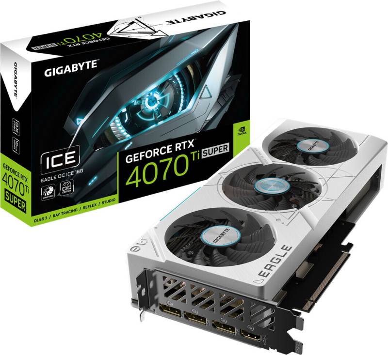 Gigabyte GeForce RTX 4070 Ti SUPER EAGLE OC ICE 16GB - 16GB GDDR6X, 1x HDMI, 3x DP von Gigabyte