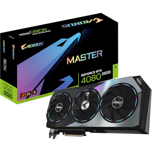 Gigabyte GeForce RTX 4080 Super AORUS Master Grafikkarte - 2625MHz Core, 16GB GDDR6X 23000MHz 256-Bit Speicher, PCI-E 4.0, 3X DP 1.4, 1x HDMI 2.1a, NVIDIA DLSS 3.5, GV-N408SAORUS M-16GD von Gigabyte