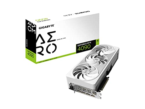 Gigabyte GeForce RTX 4090 AERO OC 24G Grafikkarte, 3X WINDFORCE Lüfter, 24GB 384-bit GDDR6X, GV-N4090AERO OC-24GD Grafikkarte von Gigabyte