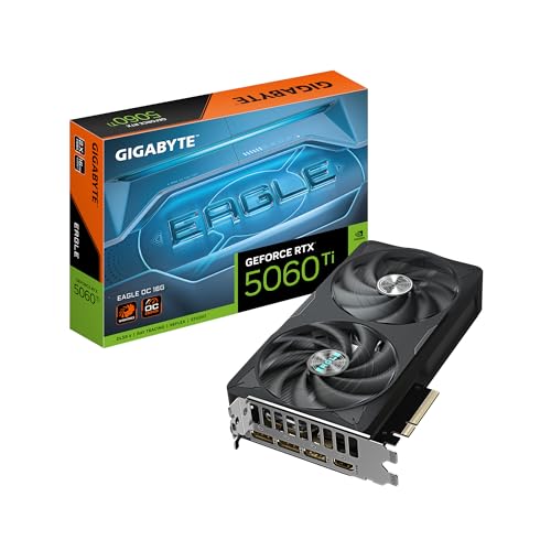 Gigabyte GeForce RTX 5060 Ti Eagle OC 16G Grafikkarte – 16 GB GDDR7, 128 Bit, PCI-E 5.0, 2617 MHz Kernfrequenz, 3 x DisplayPort, 1 x HDMI, GV-N506TEAGLE OC-16GD Gigabyte GeForce RTX 5060 Ti Eagle OC 16G Grafikkarte – 16 GB GDDR7, 128 Bit, PCI-E 5.0, 2617 MHz Kernfrequenz, 3 x DisplayPort, 1 x HDMI, GV-N506TEAGLE OC-16GD von Gigabyte
