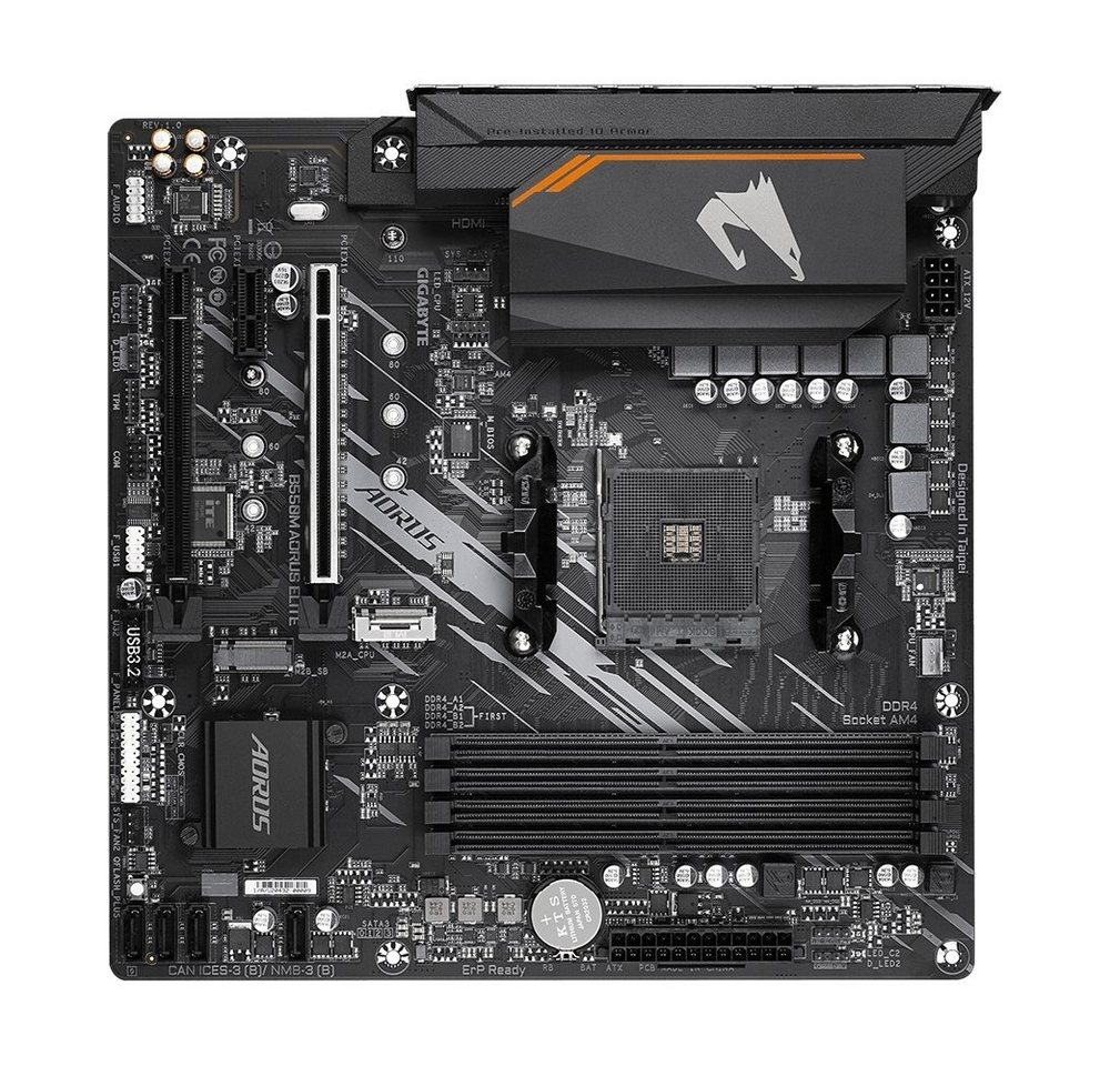 Gigabyte Gigabyte B550M AORUS Elite mATX Mainboard AM4 Computer-Kabel, On-Board-Audio Gigabyte Gigabyte B550M AORUS Elite mATX Mainboard AM4 Computer-Kabel, On-Board-Audio von Gigabyte