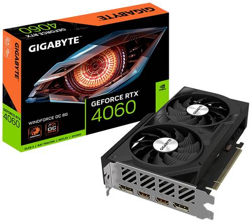 Gigabyte Grafikkarte Nvidia GeForce RTX 4060 Windforce Overclocked 8GB GDDR6-RAM PCIe x16 DisplayPor von Gigabyte