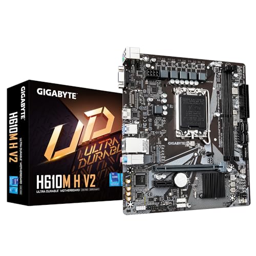 Gigabyte H610M H V2 Motherboard - Unterstützt Intel Core 14th CPUs, 4+1+1 Hybrid Digital VRM, bis zu 5600MHz DDR5, 1xPCIe 3.0 M.2, GbE LAN, USB 3.2 Gen 1 Gigabyte H610M H V2 Motherboard - Unterstützt Intel Core 14th CPUs, 4+1+1 Hybrid Digital VRM, bis zu 5600MHz DDR5, 1xPCIe 3.0 M.2, GbE LAN, USB 3.2 Gen 1 von Gigabyte
