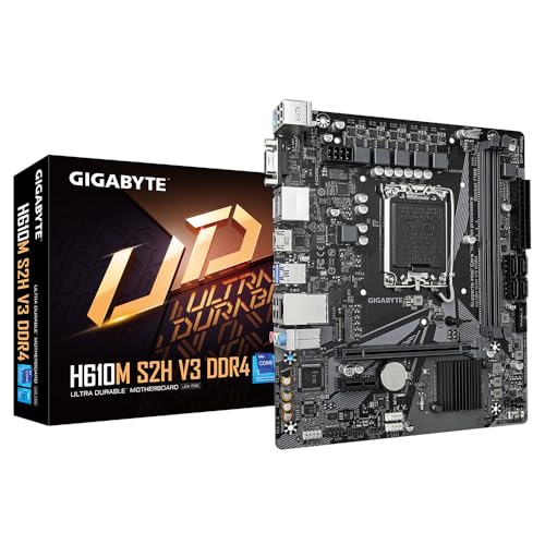 Gigabyte H610M S2H V3 DDR4 Motherboard - Unterstützt Intel Core 14th CPUs, 4+1+1 Hybrid Digital VRM, bis zu 3200MHz DDR4, 1xPCIe 3.0 M.2, GbE LAN, USB 3.2 Gen 1 von Gigabyte