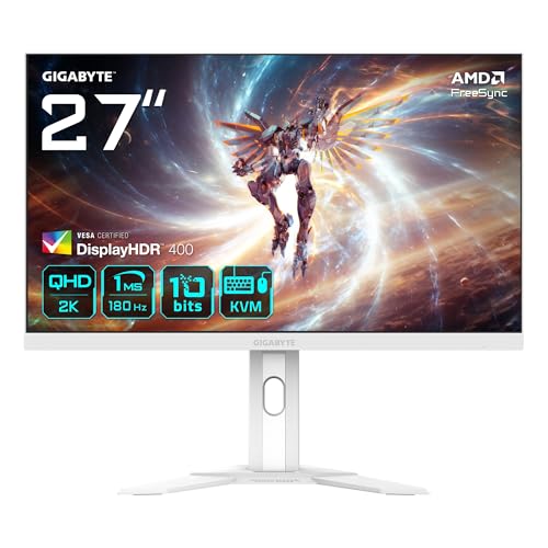 Gigabyte M27QA Ice 27" QHD-Gaming-Monitor - 2560 x 1440, 180Hz, 1ms, 350 cd/m², FreeSync, Display HDR400, HDMI 2.1, DisplayPort 1.4 von Gigabyte