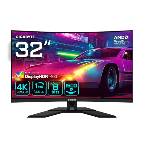 Gigabyte M32UC 31,5" 4K UHD Curved Gaming Monitor - 3840 x 2160, 1500R, 144Hz, 1ms, 350 cd/m², FreeSync Premium Pro, Display HDR400, HDMI 2.1, DisplayPort 1.4 von Gigabyte