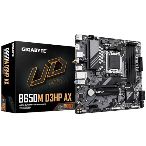 GIGABYTE B650M D3HP AX Mainboard - AMD Ryzen 9000er-Serie, 5+2+2 Phasen VRM, bis zu 7600 MHz DDR5 (OC), 2xPCIe 4.0 M.2, 2,5 GbE LAN, WIFI 6E, USB 3.2 Gen 1 GIGABYTE B650M D3HP AX Mainboard - AMD Ryzen 9000er-Serie, 5+2+2 Phasen VRM, bis zu 7600 MHz DDR5 (OC), 2xPCIe 4.0 M.2, 2,5 GbE LAN, WIFI 6E, USB 3.2 Gen 1 von Gigabyte