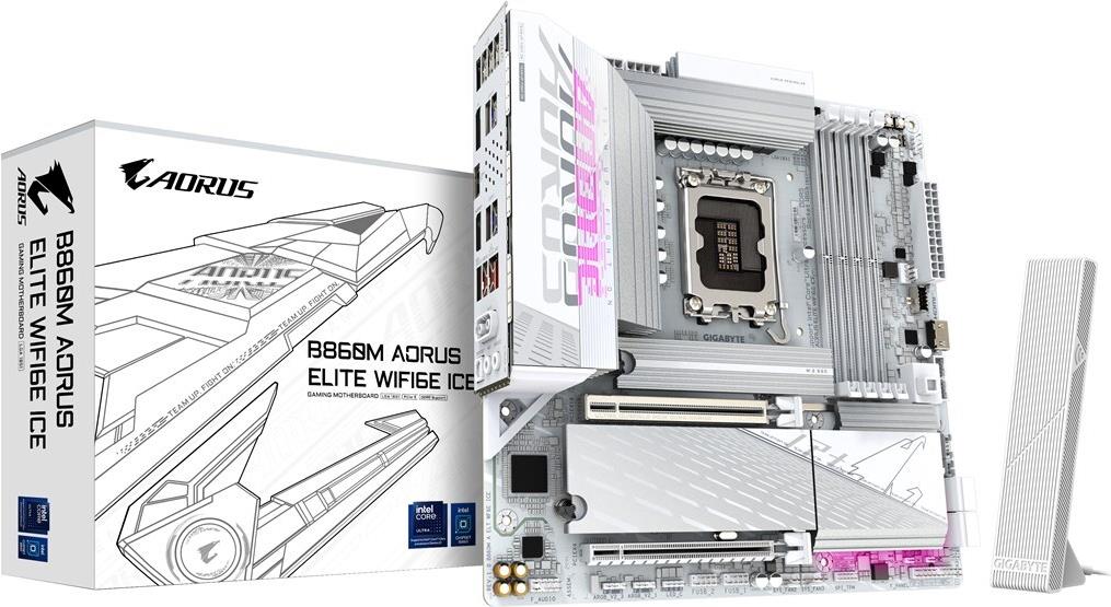 Gigabyte MB GBT Intel 1851 B860M A ELT WF6E ICE - Micro/Mini/Flex-ATX - USB 3.2 (B860M A ELT WF6E ICE) von Gigabyte