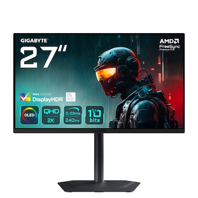 Gigabyte MO27Q2 68,6 cm (27") QHD OLED Gaming Monitor 16:9 HDMI/DP/USB-C 240Hz 0,03ms von Gigabyte
