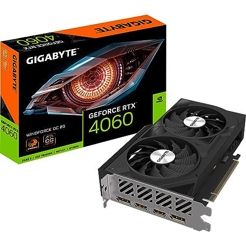 Gigabyte NVIDIA GeForce RTX 4060 WINDFORCE OC Graphics Card - 8GB GDDR6, 128-bit, PCI-E 4.0, 2475MHz Core Clock, 2x DP 1.4, 2x HDMI 2.1a, NVIDIA DLSS 3 - GV-N4060WF2OC-8GD von Gigabyte