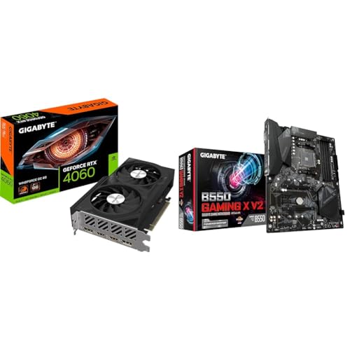 Gigabyte NVIDIA GeForce RTX 4060 WINDFORCE OC Graphics Card & B550 Gaming X V2 ATX Motherboard for AMD AM4 CPUs von Gigabyte