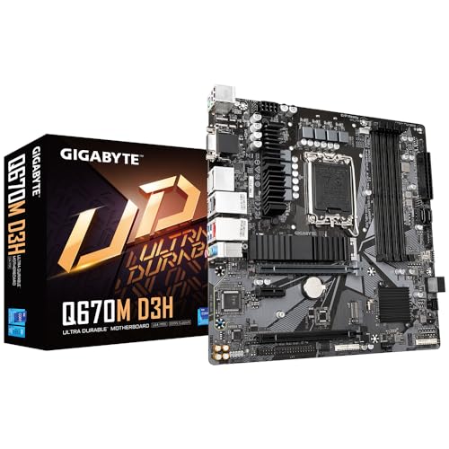 Gigabyte Q670M D3H Motherboard - Unterstützt Intel Core 14th CPUs, 6+1+1 Phasen Hybrid Digital VRM, bis zu 5600MHz DDR (OC), 2xPCIe 4.0 M.2, 2.5GbE LAN, USB 3.2 Gen 2 von Gigabyte