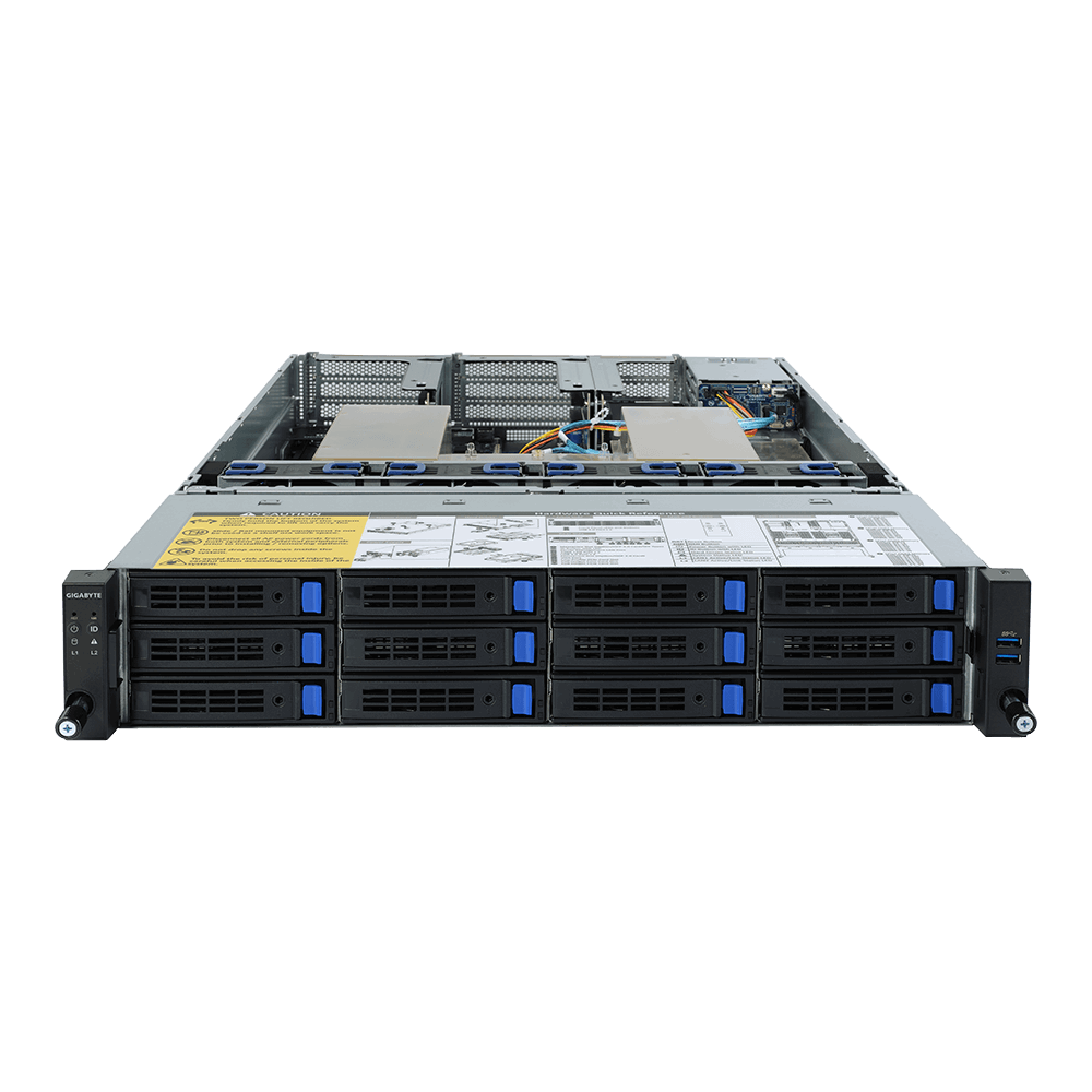 Gigabyte R282-Z90 (rev. 100) - Server - Rack-Montage - 2U - zweiweg - keine CPU - RAM 0 GB - SATA - Hot-Swap 6.4 cm, 8.9 cm (2.5, 3.5) Schacht/Schächte - keine HDD - AST2500 - GigE - kein Betriebssystem - Monitor: keiner von Gigabyte