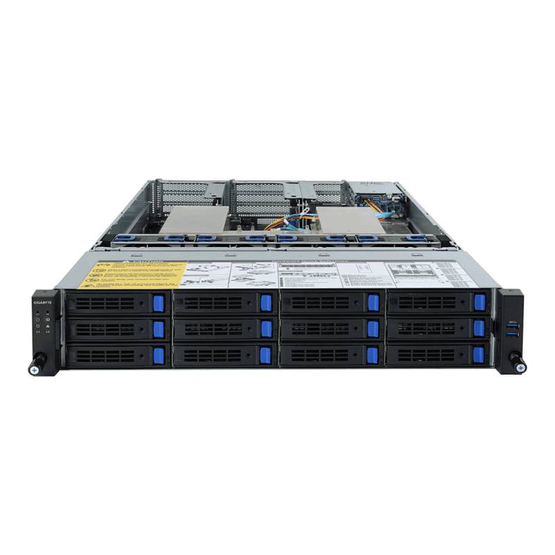 Gigabyte R282-Z90 (rev. 100) - Server - Rack-Montage - 2U - zweiweg - keine CPU - RAM 0 GB - SATA - Hot-Swap 6.4 cm, 8.9 cm (2.5, 3.5) Schacht/Schächte - keine HDD - AST2500 - GigE - kein Betriebssystem - Monitor: keiner von Gigabyte