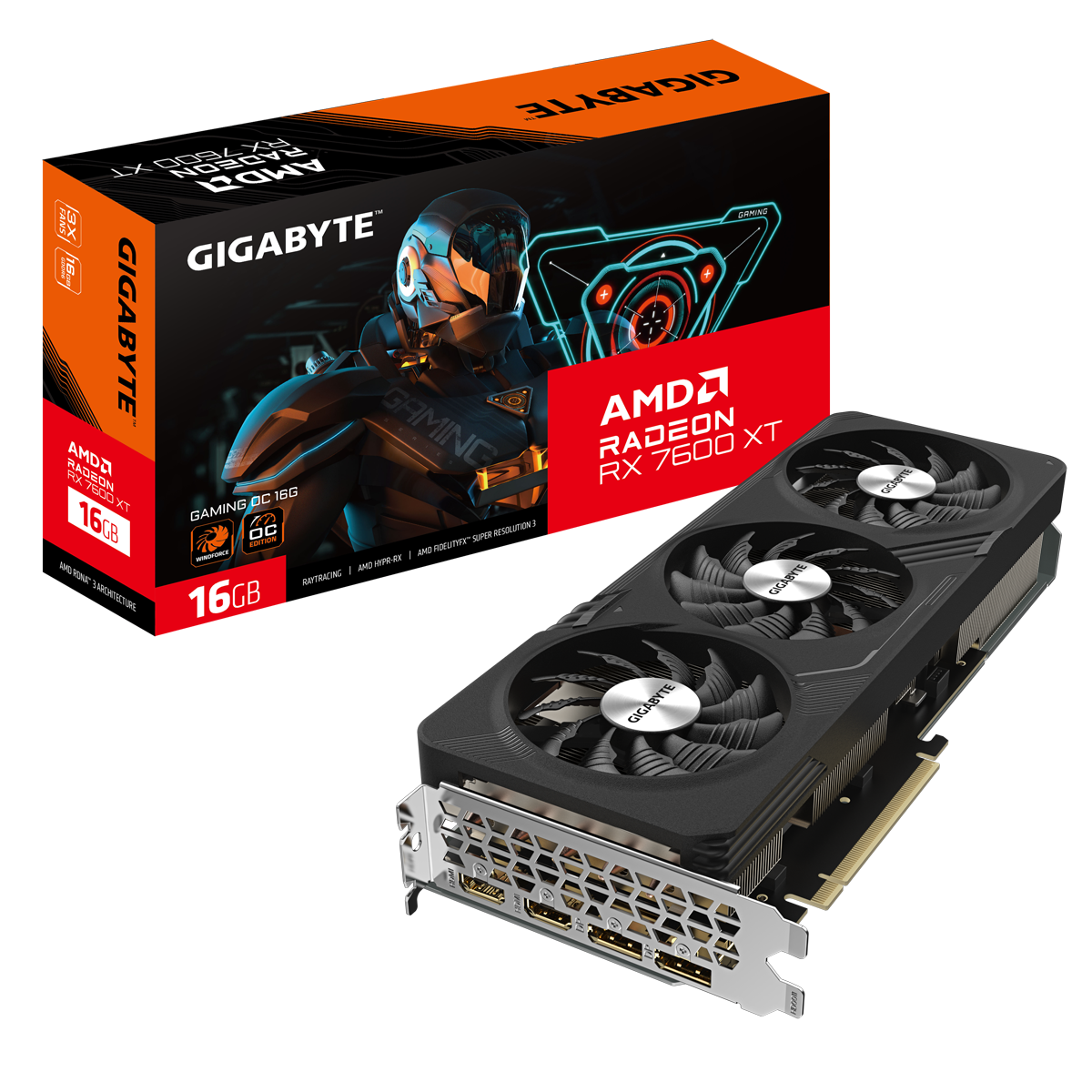 Gigabyte Radeon RX 7600XT Gaming OC Grafikkarte - 16GB GDDR6, 2x HDMI, 2x DP von Gigabyte