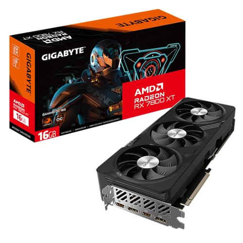 Gigabyte Radeon RX 7800 XT Gaming OC 16 GB Grafikkarte - 16 GB GDDR6 256-Bit, Windforce-Kühlsystem, Metallrückplatte, DP 2.1, HDMI 2.1, AMD RDNA 3 Architektur, GV-R78XTGAMING OC-16GD von Gigabyte