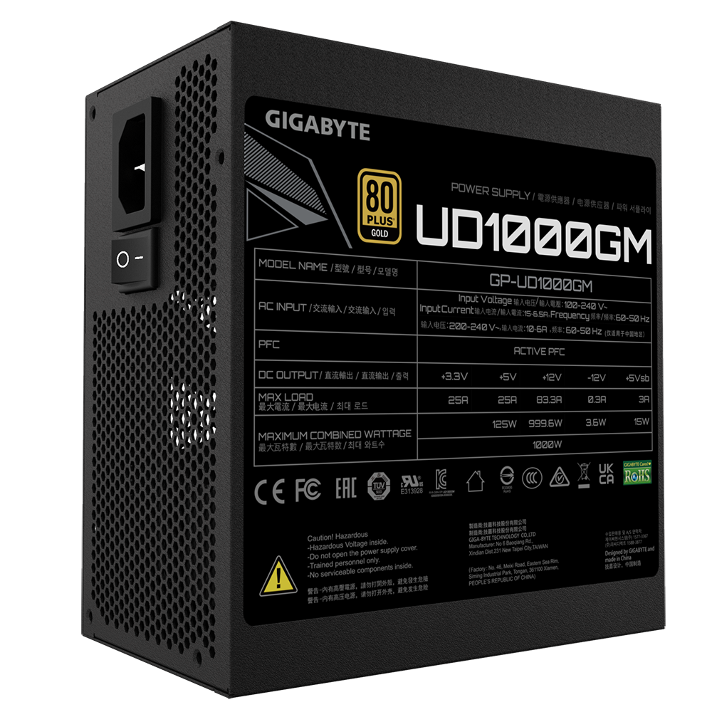 Gigabyte UD1000GM Netzteil 1000 W 20+4 pin ATX Schwarz (GP-UD1000GM) von Gigabyte