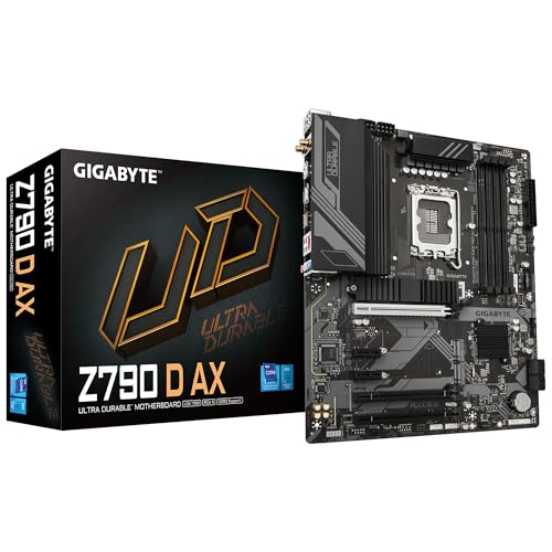 Gigabyte Z790 D AX Motherboard - Unterstützt Intel Core 14th Gen CPUs, 12+1+1 Phasen Digital VRM, bis zu 7600MHz DDR5 (OC), 3xPCIe 4.0 M.2, Wi-Fi 6E, 2.5GbE LAN, USB 3.2 Gen 2 von Gigabyte