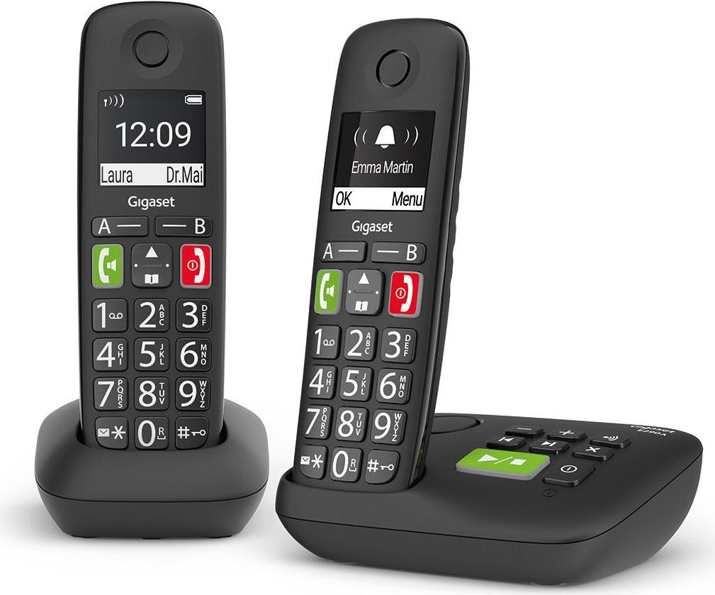 GIGASET COMMUNICATIONS GIGASET E290AD - DECT Telefon, 2 Mobilteile, Basis, Ladeschale, Anrufbeantworter (L36852-H2921-B101) von Gigaset