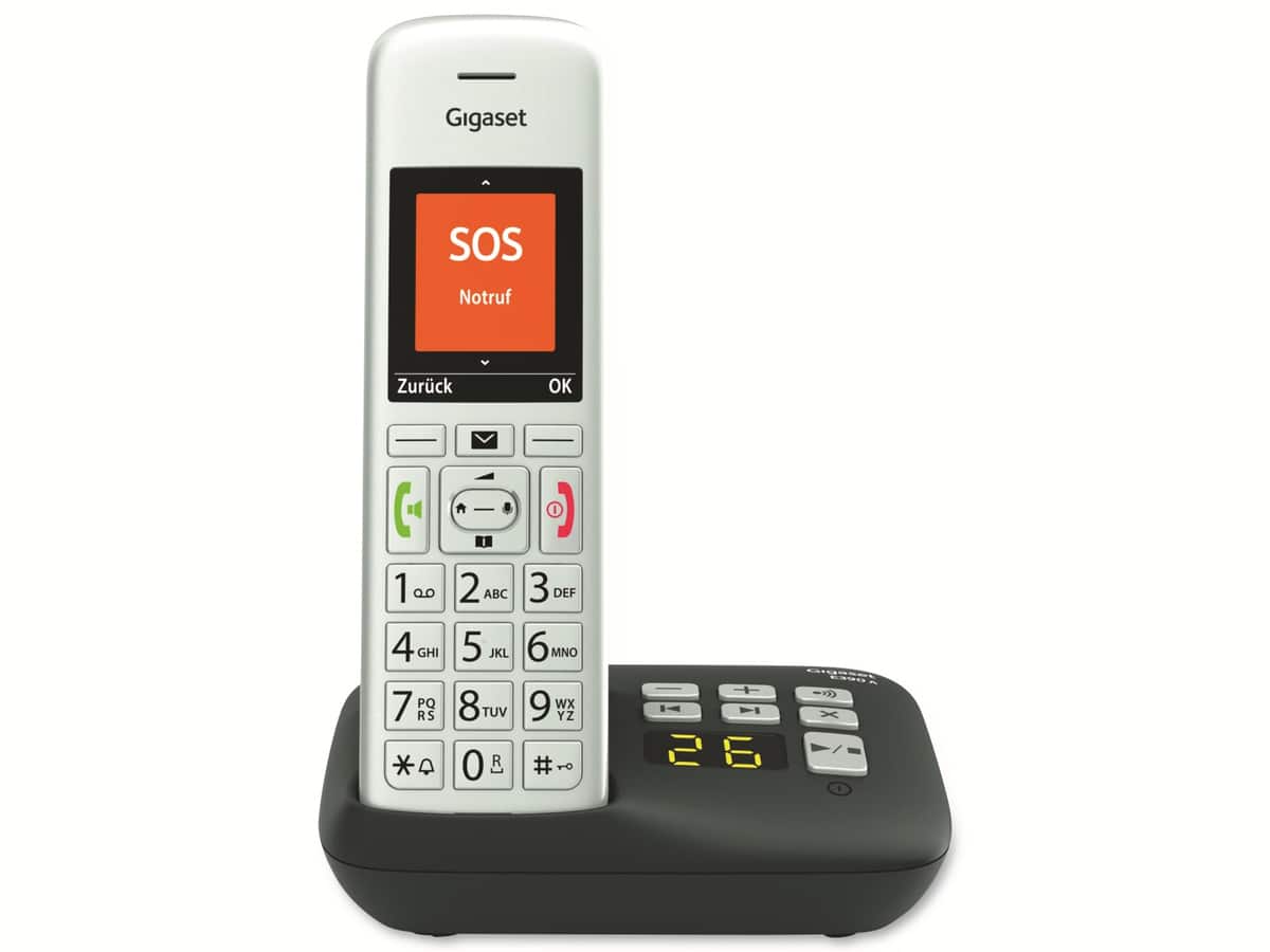 GIGASET Telefon E390A, mit Anrufbeantworter, silber-schwarz von Gigaset