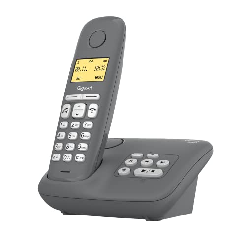 Gigaset A280A - Schnurloses DECT-Telefon mit Anrufbeantworter - brillante Audioqualität auch beim Freisprechen - intuitive, symbolbasierte Menüführung - Kurzwahltasten - Grafik-Display, dunkelgrau von Gigaset