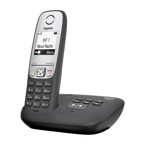 Gigaset A415A, Schnurloses Telefon DECT mit Anrufbeantworter, Freisprechfunktion, Kurzwahltasten, Telefonbuch mit 100 Einträgen, Kontrastreiches Grafik Display und leichter Bedienung, schwarz Gigaset A415A, Schnurloses Telefon DECT mit Anrufbeantworter, Freisprechfunktion, Kurzwahltasten, Telefonbuch mit 100 Einträgen, Kontrastreiches Grafik Display und leichter Bedienung, schwarz von Gigaset