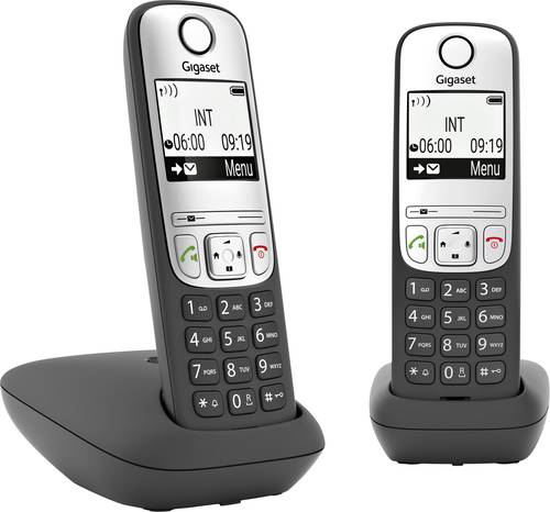 Gigaset A690 Duo DECT Schnurloses Telefon analog Freisprechen, mit Basis, Wahlwiederholung Schwarz von Gigaset