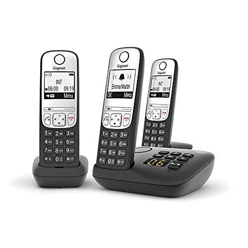 Gigaset A690A DECT Heimtelefon mit Anrufbeantworter, Freisprecheinrichtung, Ruhierblock, Home-Office, Einzelhandgerät, Silber/Schwarz (Trio) von Gigaset