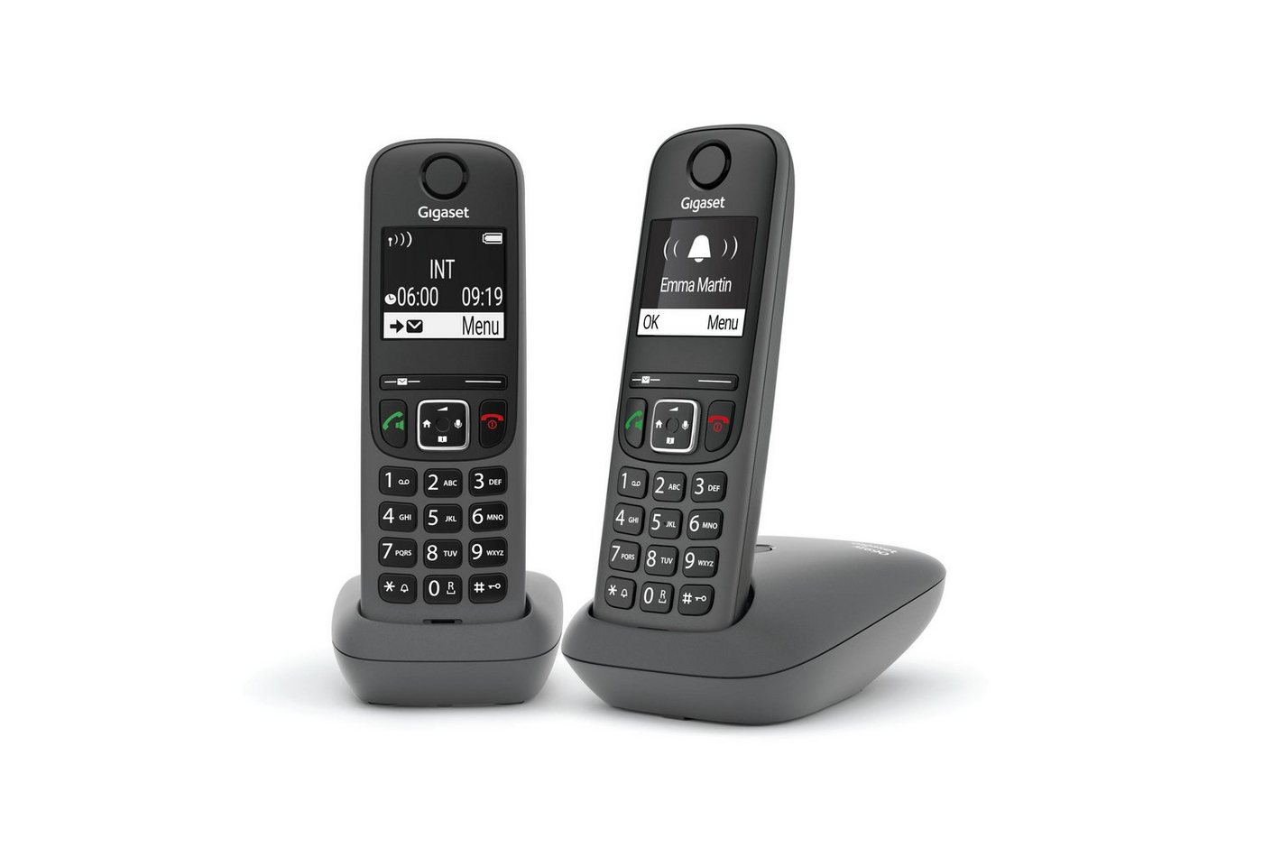 Gigaset AE 690 Duo anthrazit Schnurloses DECT-Telefon (Mobilteile: 2, zwei Mobilteile) von Gigaset