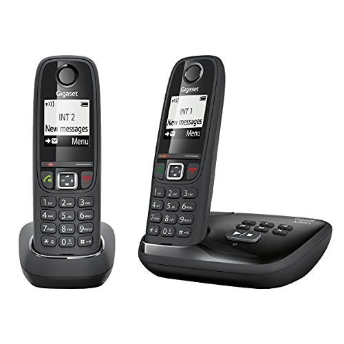 Gigaset AS405A DUO – Advanced schnurloses Heimtelefon mit Anrufbeantworter und störender Anrufsperre – 2 Hörer, glänzend schwarz [UK Version] von Gigaset