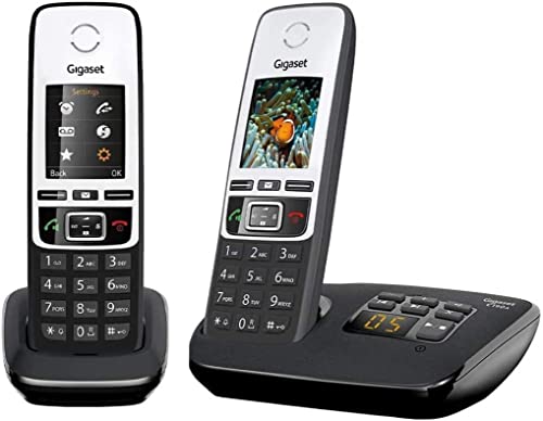 Gigaset C190A DUO – Premium schnurloses Heimtelefon mit Anrufbeantworter und Störrufblockierung – 2 Mobilgeräte, Schwarz/Silber [UK Version] von Gigaset