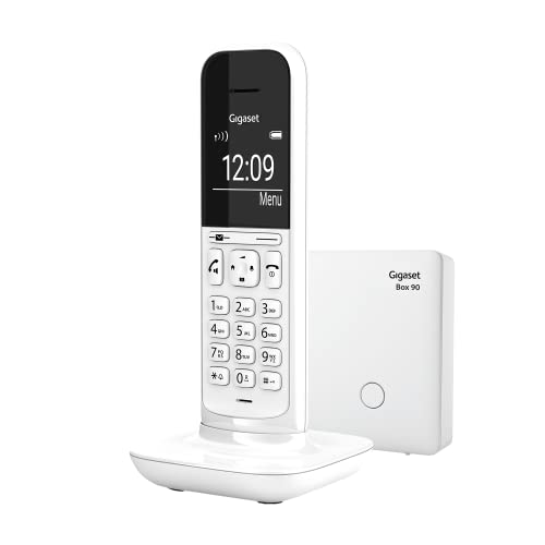 Gigaset CL390 - schnurloses Design DECT-Telefon - Freisprechfunktion - 2 Akustik-Profile, großem Grafik Display, leichte Bedienung mit intuitiver Menüführung,inkl Basisstation Box 90, lucent white von Gigaset