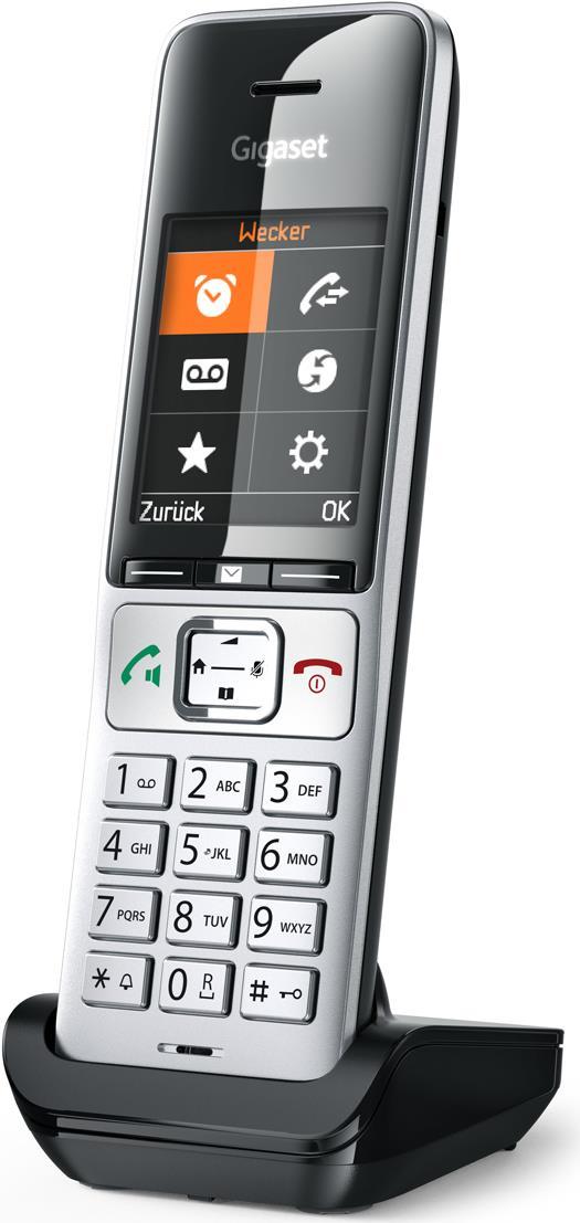 Gigaset COMFORT 500HX silber schwarz - Mobilteil zur Anmeldung an bestehende DECT-Basisstationen und -Router - 2.2 TFT-Farbdisplay für optimale Lesbarkeit - Freisprechfunktion & Headset-Anschluss - Hörgerätekompatibel (S30852-H3061-R101) von Gigaset