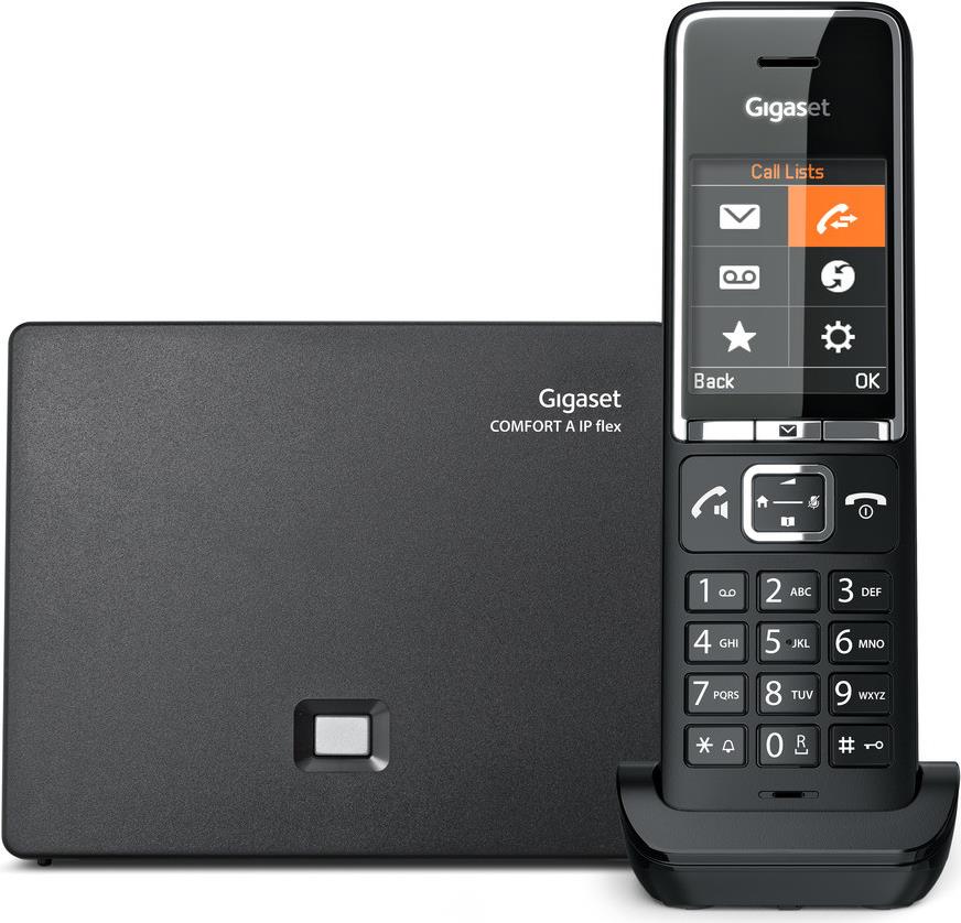 Gigaset Comfort 550 IP AM int. IP Schnurlostelefon Komfort auf ganzer Linie - f�r Analog- und IP-Telefonie , Schnurlostelefon mit zus�tzlichem IP-Anschluss und drei Anrufbeantwortern, schwarz/chrom (S30852-H3031-C104) von Gigaset