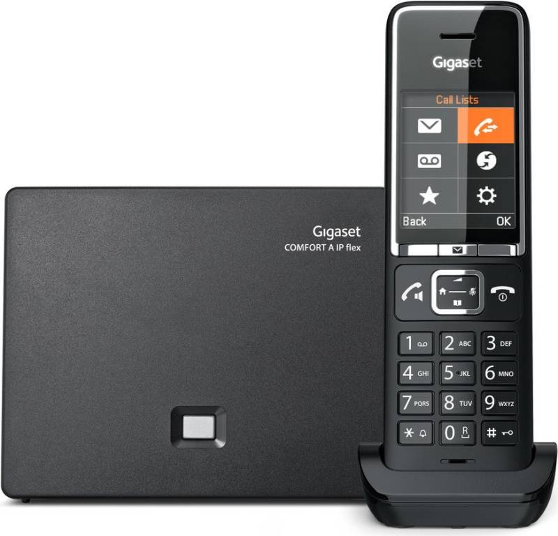 Gigaset Comfort 550 IP AM int. IP Schnurlostelefon Komfort auf ganzer Linie - für Analog- und IP-Telefonie , Schnurlostelefon mit zusätzlichem IP-Anschluss und drei Anrufbeantwortern, schwarz/chrom (S30852-H3031-C104) von Gigaset