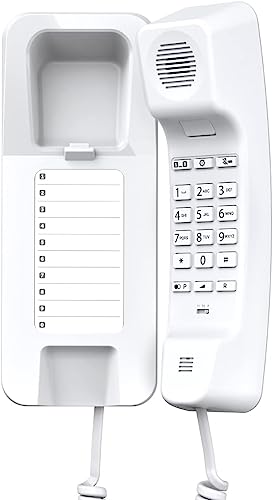 Gigaset Desk 200 - Schnurgebundenes platzsparendes Telefon mit elastischem Kabel - 10 Kurzwahleinträge - Wahlwiederholung - MFV- oder Impulswahl einstellbar, weiß [Deutsche Version] von Gigaset