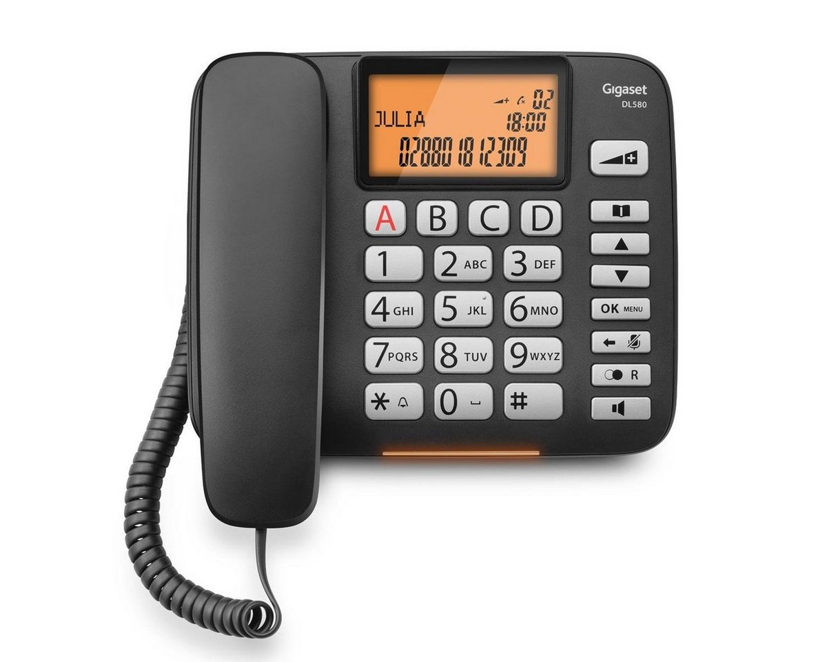 Gigaset DL 580 Festnetztelefon (Freisprechen, 4 Kurzwahltasten mit SOS-Funktion) von Gigaset