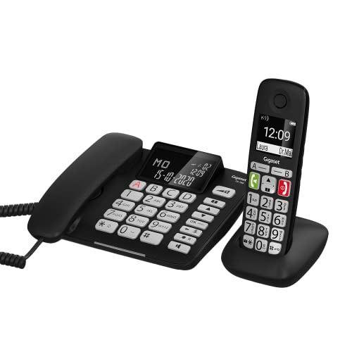 Gigaset DL780 Plus Kombi-Set schnurgebundenes Telefon & Mobilteil, extralaut Hören, hörgerätekompatibel, gemeinsames Telefonbuch, schwarz von Gigaset