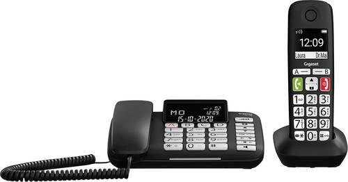 Gigaset DL780 Plus Schnurgebundenes Telefon, analog inkl. Mobilteil Schwarz von Gigaset
