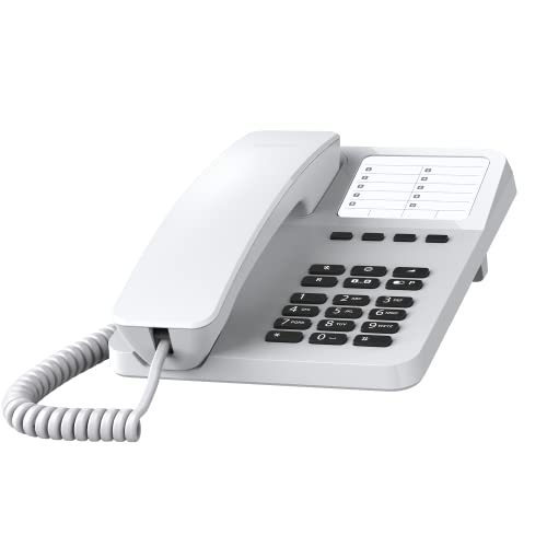 Gigaset Desk 400 Telefon mit elastischem Kabel, platzsparend, 10 Kurzwahleingänge, Wahlwiederholung, kompatibel mit Hörgeräten, MFV oder einstellbare Pulsauswahl, Weiß Gigaset Desk 400 Telefon mit elastischem Kabel, platzsparend, 10 Kurzwahleingänge, Wahlwiederholung, kompatibel mit Hörgeräten, MFV oder einstellbare Pulsauswahl, Weiß von Gigaset